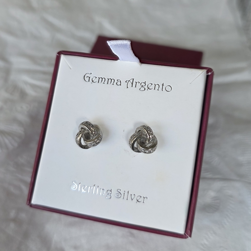 Gemma Argento 925 Knot Earrings - Picture 1 of 6